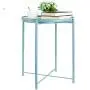 CERBIOR Tray End Table, Round Metal Tray Table Side Sofa Table Anti-Rust and Waterproof Outdoor & Indoor Snack Table Accent Coffee Table Gray Blue