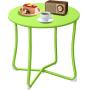 Amagabeli Metal Patio Side Table 18” x 18” Heavy Duty Weather Resistant Anti-Rust Outdoor End Table Small Steel Round Coffee Table Porch Table Snack Table for Balcony Garden Yard Lawn,Lime Green
