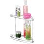 mDesign Metal 2-Tier Corner Storage Organizing Caddy Stand for Bathroom Vanity Countertops, Shelving or Under Sink - Free Standing, 2 Shelves, 2 Pack - Clear/Chrome