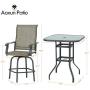 Aoxun Patio 5 PC Swivel Sets Textilene High Bistro Sets, 4 Bar Stools and 1 Table, Brown