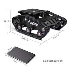 XiaoR Geek Smart Robot Car Chassis Kit Aluminum Alloy Big Tank Chassis with 2WD Motors for Arduino/Raspberry Pi DIY Remote Control Robot Car Toys - Free Tools (Black)