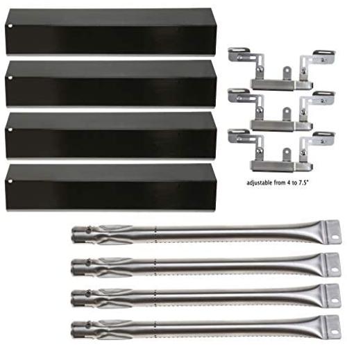 Hisencn Repair KIT Parts Grill Burner Tube, Porcelain Heat Plate Tent, Adjustable Carry Over Tubes Replacement for Brinkmann 4 Burner 810-2410-S, 810-1420-0, 810-1420-1, 810-1470-0 Gas Grill Models
