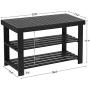 SONGMICS Sturdy Shoe Rack Bench,3-Tier Bamboo Shoe Organizer,Storage Shelf Holds Up to 264 Lbs,ideal for Entryway Bathroom Living Corridor