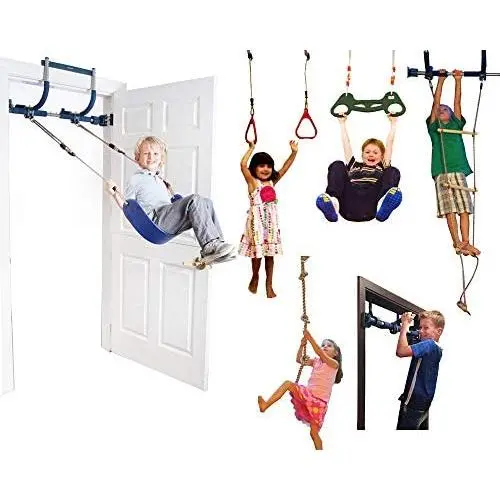 Gym1 Deluxe Indoor Playground with Indoor Swing, Plastic Rings, Trapeze Bar, Climbing Ladder, and Swinging Rope … Gym1 Deluxe Indoor Playground with Indoor Swing, Plastic Rings, Trapeze Bar, Climbing Ladder, and Swinging Rope …