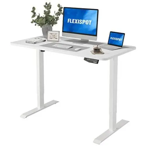 Flexispot Electric Height Adjustable Standing Desk, 48'' Sit Stand Up Computer Desk Workstation for Home Office (White Frame/White Desktop, 48 x 24 inch) Flexispot Electric Height Adjustable Standing Desk, 48'' Sit Stand Up Computer Desk Workstation for Home Office (White Frame/White Desktop, 48 x 24 inch)