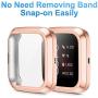 HAPAW Metal Bands Plus Screen Protector Case Compatible with Fitbit Versa 2, Stainless Steel Magnetic Mesh Strap Men Women Bracelet Wristbands Accessories with 2-Pack Bumper Cover for Versa 2 Smartwatch (RoseGold, Large)