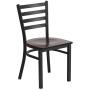 Flash Furniture HERCULES Series Black Ladder Back Metal Restaurant Chair - Walnut Wood Seat Flash Furniture HERCULES Series Black Ladder Back Metal Restaurant Chair - Walnut Wood Seat