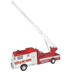 Master Toy Childrens Collectible Die-Cast Metal Pull-Back Action & Sound Fire Engine Truck with Ladder, Red