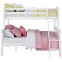 Dorel Living Airlie Solid Wood Bunk Beds Twin Over Full with Ladder and Guard Rail, White