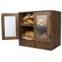 TQVAI Bamboo 2 Tier Bread Box with Clear Window and Cutlery Tray Double Layer Bread Storage Kitchen Countertop Bread Holder - Assembly Required, Retro Brown