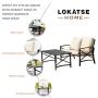 LOKATSE HOME 2 Pieces Patio Loveseat Metal Frame with Coffee Table Outdoor Bistro Furniture Set for Lawn Porch Garden Yard Poolside, Khaki