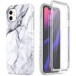 SURITCH Marble iPhone 11 Case, [Built-in Screen Protector] Full-Body Protection Hard PC Bumper Glossy Soft TPU Rubber Gel Shockproof Cover for iPhone 11/XI 6.1 inch 2019 (Black Marble)