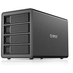 ORICO 4 Bay USB 3.0 to SATA External Hard Drive Enclosure Support 64TB, 2.5/3.5 inch HDD SSD Enclosure Built-in 150W Power/Dual Chip for Enterprise Data Storage Backup, Server Expansion (No RAID)