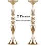 Sziqiqi Metal Centerpiece Vase Flower Centerpiece Holder Riser Stand Tall Candle Holder for Pillar 2Pcs for Wedding Centerpiece Flower Arrangement Birthday Anniversary Party Decoration, Gold 19.7in