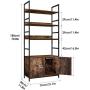 Homfa Industrial Bookcase with 2 Cabinets, 3-Tier Free Standing Open Shelf Display Storage Rack Shelves, 31L x 11.8W x 70.8H Inches Wood Look Accent Metal Frame Furniture for Home Office