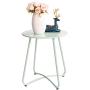 HollyHOME Small Round Patio Metal Side Snack Table, Accent Anti-Rust Steel Coffee Table for Garden, Modern Weatherproof Outdoor End Table, (H) 17.55'' x(D) 15.60'', Teal