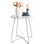 HollyHOME Small Round Patio Metal Side Snack Table, Accent Anti-Rust Steel Coffee Table for Garden, Modern Weatherproof Outdoor End Table, (H) 17.55'' x(D) 15.60'', Teal