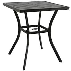 Ulax Furniture 31 x 31 Outdoor Bar Table Patio Metal Bar Bistro Table with Umbrella Hole