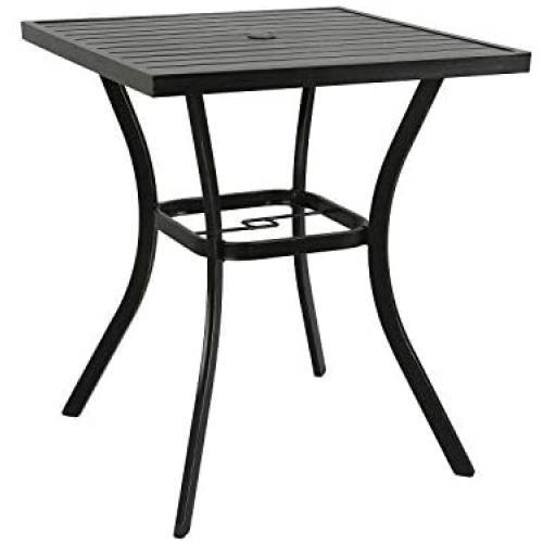 Ulax Furniture 31 x 31 Outdoor Bar Table Patio Metal Bar Bistro Table with Umbrella Hole
