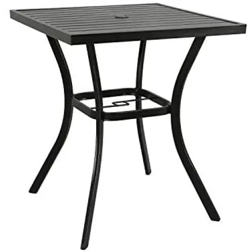 Ulax Furniture 31 x 31 Outdoor Bar Table Patio Metal Bar Bistro Table with Umbrella Hole Ulax Furniture 31 x 31 Outdoor Bar Table Patio Metal Bar Bistro Table with Umbrella Hole