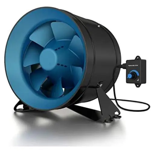 TerraBloom ECMF-250, Quiet 10'' Inline Duct Fan with 0-100% Variable Speed Controller, Air Tight Metal Casing, Energy Efficient EC Motor. Heating and Cooling Booster and Exhaust Blower For Grow Rooms