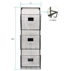 Three Tier Wall File Holder – Durable Black Metal Rack with Spacious Slots for Easy Organization, Mounts on Wall and Door for Office, Home, and Work – by Designstyles