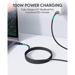 AUKEY USB C to USB C Cable 10ft [100W 20V/5A], USB Type C Cable Braided Nylon Type C Charging Cable Fast Charge for Samsung Galaxy S20/S10/Note10+, Google Pixel 3/4 XL MacBook Pro, iPad Pro, and More