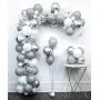 Light Grey Metallic Silver White Balloon Garland Arch Kit 110Pcs Chrome Confetti,Tying Tools+Decorating Strip+Points Stickers+Flower Clips+Ribbon DIY Wedding Decoration Kits Birthday Party