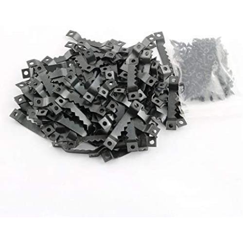 Youliang 100pcs Small Thick Serrated Picture Frame Hangers Black with Screws for Clock Paintings Artwork Picture Frame Photos