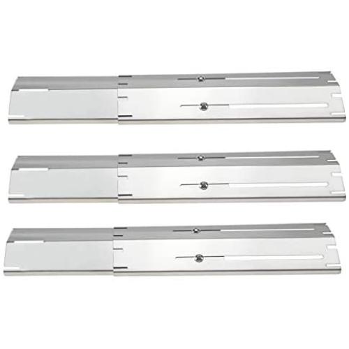 Hisencn Universal Replacement Heavy Duty Adjustable Stainless Steel Heat Plate Shield, Heat Tent, Flavorizer Bar, Burner Cover, Flame Tamer for Brinkmann Gas Grill, Extends from 11.75'' up to 21'' L