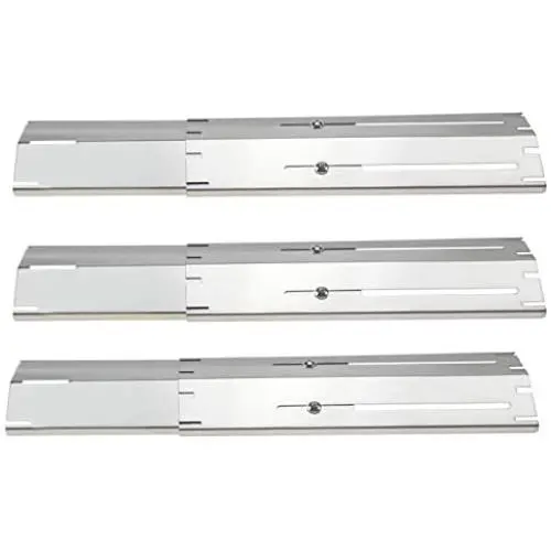 Hisencn Universal Replacement Heavy Duty Adjustable Stainless Steel Heat Plate Shield, Heat Tent, Flavorizer Bar, Burner Cover, Flame Tamer for Brinkmann Gas Grill, Extends from 11.75'' up to 21'' L
