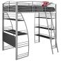 DHP Studio Loft Bunk Bed Over Desk and Bookcase with Metal Frame - Twin (Gray)
