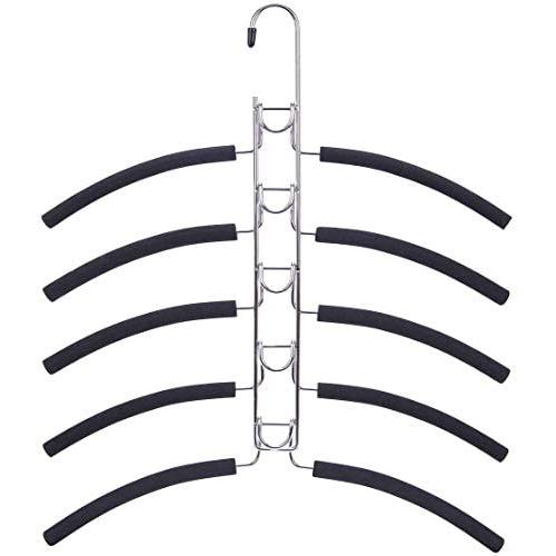 Nature Smile 2 Pack 5 in 1 Anti Slip Metal Sweater Coat Hangers,Multi Layers Wardrobe Clothes Rack,Heavy Duty Metal Space Saver Blouse Hanger Closet Storage Organizer