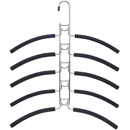 Nature Smile 2 Pack 5 in 1 Anti Slip Metal Sweater Coat Hangers,Multi Layers Wardrobe Clothes Rack,Heavy Duty Metal Space Saver Blouse Hanger Closet Storage Organizer