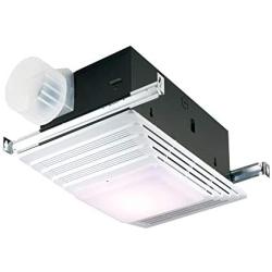 Broan-NuTone 655 Bath Fan and Light with Heater, 70 CFM 4.0 Sones, White Plastic Grille