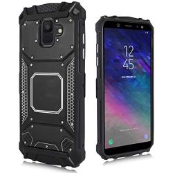 Compatible with Samsung Galaxy A6 2018, Feather Light Aluminum Metal Rugged Cover, Defender Case for Samsung Galaxy A6 SM-A600A 2018 [Value Bundle] (Black)