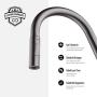 Black Stainless Faucet with Pull Down Sprayer, Kitchen Faucet Sink Faucet with Pull Out Sprayer, Single Hole and 3 Hole Deck Mount, Single Handle Copper Kitchen Faucets, Matte Gun Black, FORIOUS