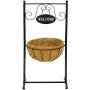 Sorbus Welcome Planter Basket Stand with Coco Liner, Stylish Flower, Plant, and Outdoor Décor for Home, Garden, Patio, Deck, Black Metal