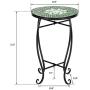 VINGLI Mosaic Accent Table, 14'' Round Side Table,End Table, Plant Stand Decor for Patio Porch Beach Theme Balcony Back Deck Pool Indoor Outdoor Coffee, Metal Cobalt Glass Top Black Iron(Green Garden)