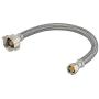 Eastman 48088 Flexible Toilet Connector, Stainless Steel Braided Hose with Ballcock nuts, 7/8-inch B/C x 3/8-inch Compression Inlet, 12-Inch Length