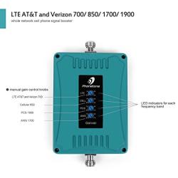 5 Band Cell Phone Signal Booster Repeater Amplifier for Home and Office - Supports All US Carriers 3G 4G LTE - Band 2/4/5/12/13/17 Booster and Power Supply Only(Without Antennas)