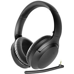 Avantree Aria Bluetooth 5.0 Noise Cancelling Headphones Headset for Music & Calls, Dual Microphone, Boom Mic & Built-in Mic, Comfortable 35H, Over Ear Wireless & Wired for Phone PC Computer Laptop