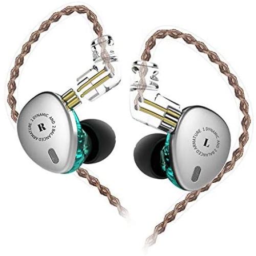KBEAR KB06 in Ear Headphone,H HIFIHEAR IEM 2BA 1DD Stereo in Ear Earphone, HiFi Over Ear Earbud Headset Noise Cancelling Hybrid Earphone with Removable Cable (No Mic, KB06 Silver)
