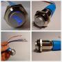 Viping Car Horn Button 12V 16mm LED On/Off Switch Momentary Button Reset Switch Dedicated Connector Switch Power Metal Toggle Switch Car Boat Motorcycle DIY Switch LED Blue Automatic Rebound 1 Pack