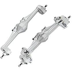 Baoer Metal Front Rear Axle Houseing Shell Modified Parts Bridge for 1/10 RC Crawler Car for Axial Capra 1.9 UTB Front axle + Rear axle Silver