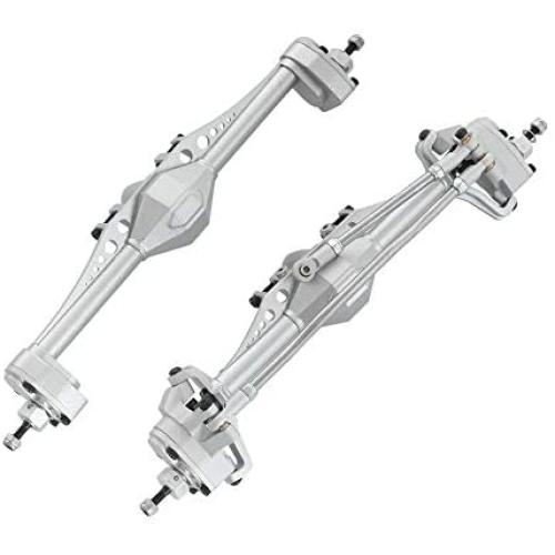 Baoer Metal Front Rear Axle Houseing Shell Modified Parts Bridge for 1/10 RC Crawler Car for Axial Capra 1.9 UTB Front axle + Rear axle Silver