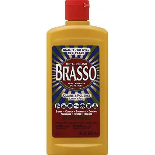 Brasso Metal Polish, 8 oz Bottle for Brass, Copper, Stainless, Chrome, Aluminum, Pewter & Bronze, 8 oz Brasso Metal Polish, 8 oz Bottle for Brass, Copper, Stainless, Chrome, Aluminum, Pewter & Bronze, 8 oz