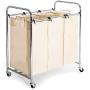 Seville Classics Mobile 3-Bag Heavy-Duty Laundry Hamper Sorter Cart