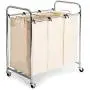Seville Classics Mobile 3-Bag Heavy-Duty Laundry Hamper Sorter Cart
