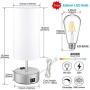 Touch Control Table Lamp with 2 USB Charging Ports and AC Outlet, 3-Way Dimmable Bedside Nightstand Table Lamp with Silver Brushed Metal Base for Bedroom, Living Room, Bulb Included